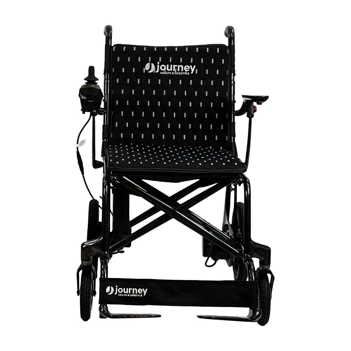 Journey Air Elite folding power chair in black, front view