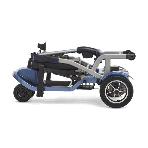 Journey So Lite folded into a single upright unit, blue