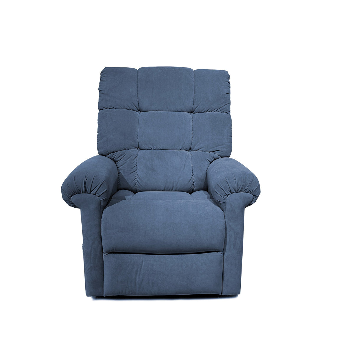 Journey Perfect Sleep Chair lift recliner in Blue MicroLux fabric, front view