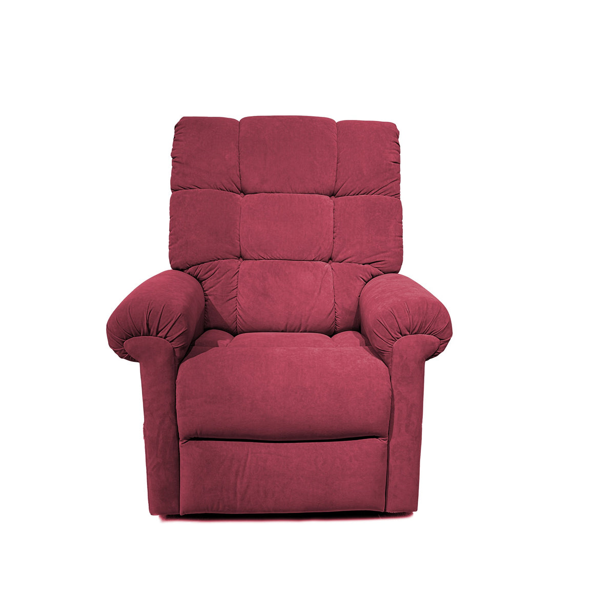 Journey Perfect Sleep Chair lift recliner in Burgundy MicroLux fabric, front view