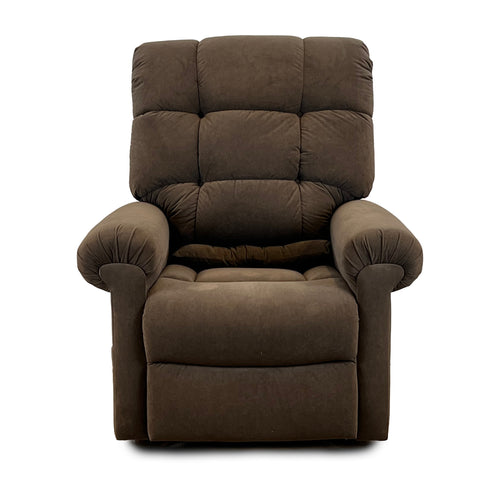 Journey Perfect Sleep Chair lift recliner in Chocolate MicroLux fabric, front view